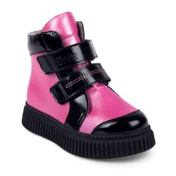 TW-329 (цв.9-черный/розовый) Ботинки (велкро, лак) TW-329 (цв.9-черный/розовый) Ботинки (велкро, лак)